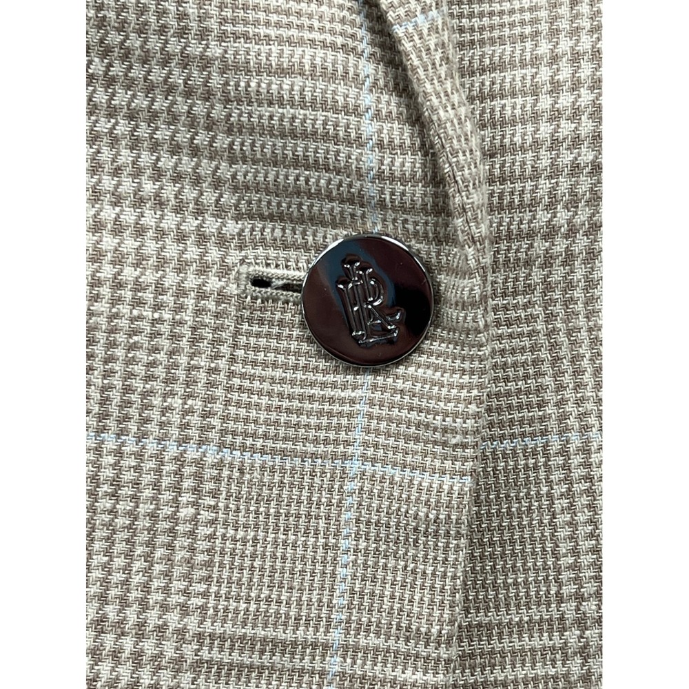 Lauren Ralph Lauren Plaid Single-Button Beige Blazer - Picture 5 of 10